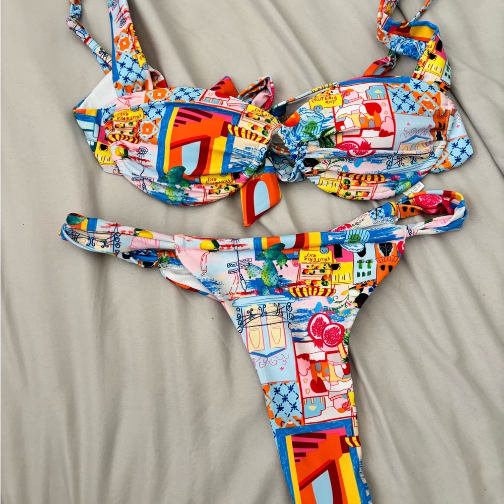 Colorful Printed Bikini Set - Vibrant Multicolor Swimwear